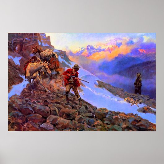 Wiens Man tegen Grizzly Charles Marion Russell Poster (Voorkant)