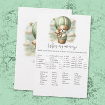 Wiens Puppy Moeders Baby Shower Spelkaart
