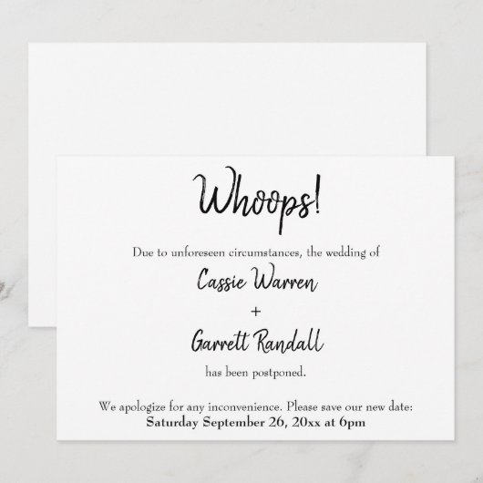 "Wieps!" Uitgestelde aankondiging huwelijk (Voorkant / Achterkant)