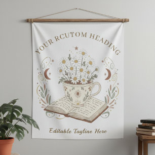 Wierige Neutrale Boho Theekop Bloemen Ontwerp Wandkleed