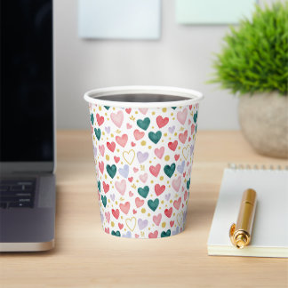 Wierige Waterverf Harten & Gouden Glans Papieren Bekers