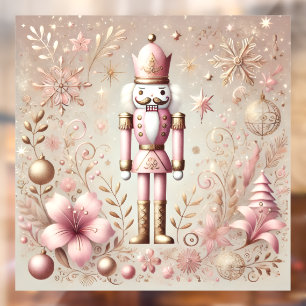 Wierook Elegante Roze en Gouden Pastel Notenkraker Raamsticker