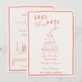 Wierook Roze Save The Date Uitnodiging (Voorkant / Achterkant)