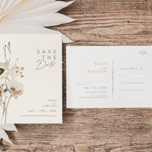 Wierookse Wilde Bloem Ivoor Kleur Save The Date Po Uitnodiging Briefkaart