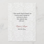 wiet en snor zebra strepen trouwmenu menu (Achterkant)