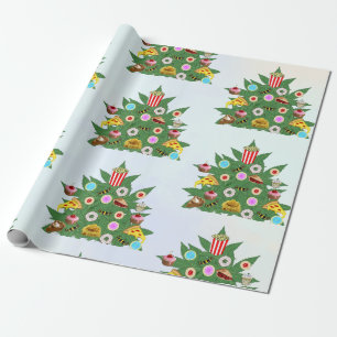 Wiet Kerstboom op Vape Cloud Achtergrond Cadeaupapier
