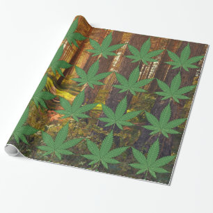 Wietblad op Forest Bossen Achtergrond Cadeaupapier