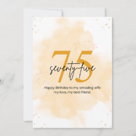 Wife 75th Birthday Golden Sparkle Card Kaart