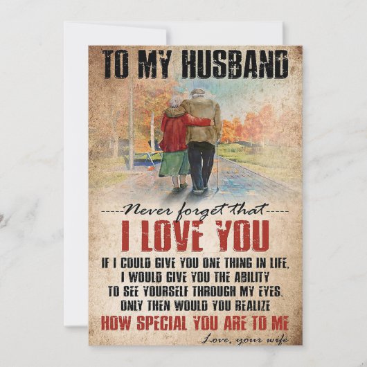 Wife Art To My Husband Never Forget Bedankkaart (Voorkant)