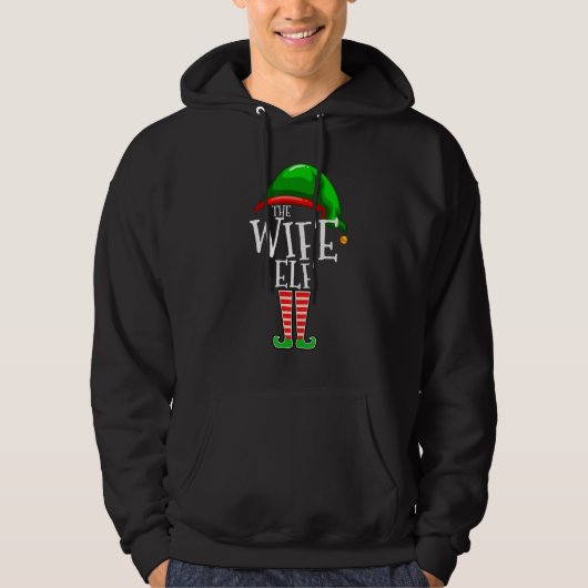 Wife Elf Family Matching Group Christmas Coupl Hoodie (Voorkant)