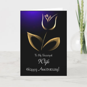 Wife / Happy Anniversary - Fractal Tulip Kaart