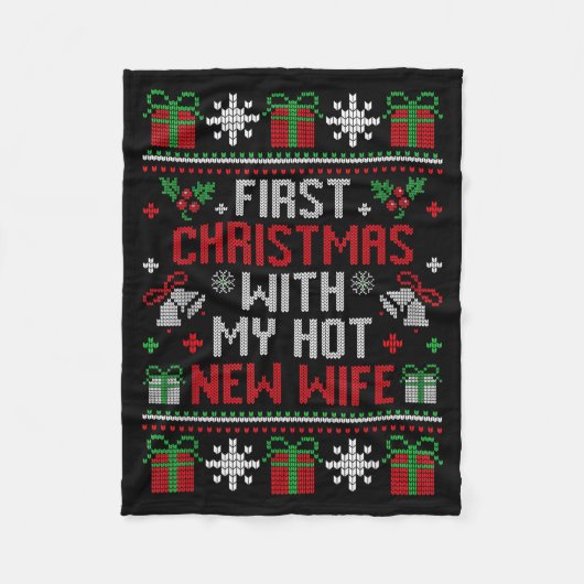 Wife Husband First Christmas Just Married Christma Fleece Deken (Voorkant)