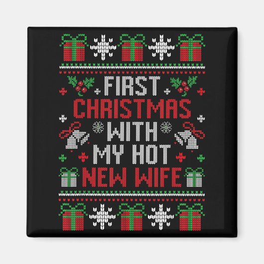 Wife Husband First Christmas Just Married Christma Magneet (Voorkant)
