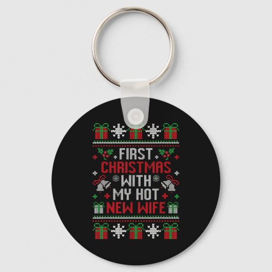 Wife Husband First Christmas Just Married Christma Sleutelhanger (Voorkant)