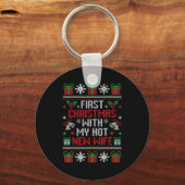 Wife Husband First Christmas Just Married Christma Sleutelhanger (Voorkant)