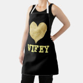 WIFE KITCHEN WIFEY Gold glitter hart APRONS Schort (Insitu)