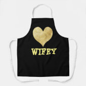 WIFE KITCHEN WIFEY Gold glitter hart APRONS Schort (Voorkant)