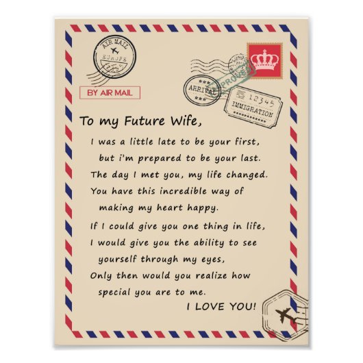 Wife Lovers | Voor mijn toekomstige vrouw hou ik v Foto Afdruk (Voorkant)