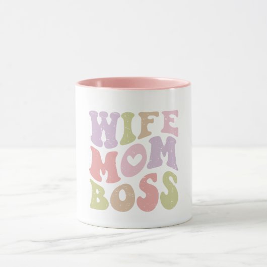 Wife Moeder Baas Retro Script Groovy Moederdag  Mok (Midden)