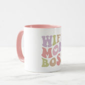 Wife Moeder Baas Retro Script Groovy Moederdag  Mok (Voorkant links)