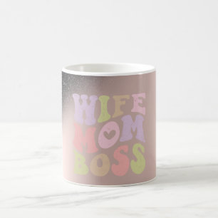 Wife Moeder Baas Zwart Glitter Ombre Roze Goud Koffiemok