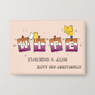 Wife Sunset Lesbische Vlag Gelukkig Jubileum Knop Button