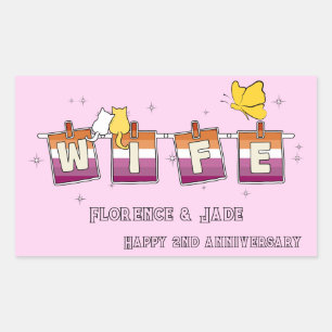 Wife Sunset Lesbische Vlag Gelukkig Jubileum Rechthoekige Sticker