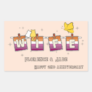 Wife Sunset Lesbische Vlag Gelukkig Jubileum Rechthoekige Sticker
