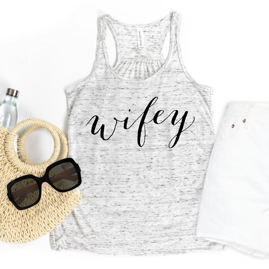 Wifey Black Modern Script Grey Womens Tanktop