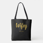 Wifey Custom Gold Bride, Fiance Gift Draagtas (Achterkant)