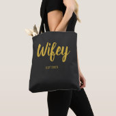 Wifey Custom Gold Bride, Fiance Gift Draagtas (Dichtbij)