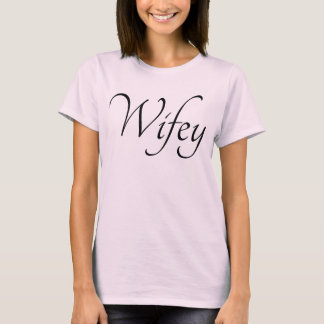 Wifey Elegant Black Script Pink Womens T-Shirt
