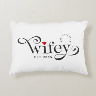 Wifey Elegant Typografie Bruiloft Jubileum Accent Kussen