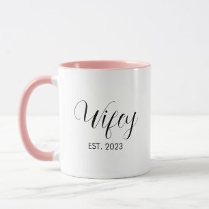 Wifey Elegant Zwart Script Wit Vrouwen Mok