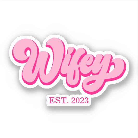 Wifey Est Rose Retro. Sticker de fiancé de l'année (Devant)