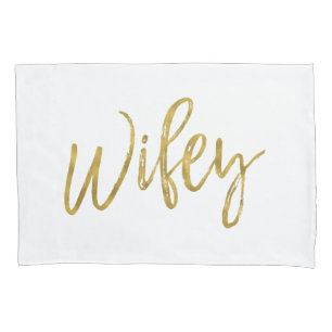 Wifey Faux Wit en Gouden Folie Kussen Hoesje Kussensloop