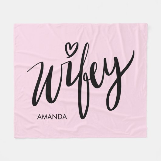 Wifey fleece blanket gift with personalized name deken (Voorkant (Horizontaal))