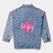 Wifey in roze hart denim jas jacket (Achterkant)