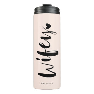 Wifey Love Stylish Black Brushy Typographic Thermosbeker
