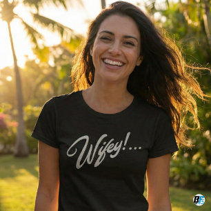 Wifey Modern Wit Schrift Zwarte Dames T-shirt