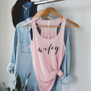 Wifey Modern Zwart Script Roze Vrouwen Tanktop
