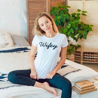 Wifey Modern Zwart Script Wit, Gift voor vrouw T-shirt