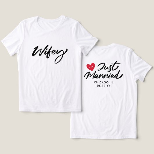 Wifey net getrouwd Red Heart Initialen bruiloft Tri-Blend Shirt (Ontwerp Voorkant & Achterkant)