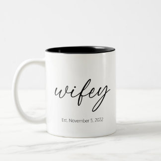 Wifey Pas getrouwd Wedding Gift w/ Vastgestelde da Tweekleurige Koffiemok