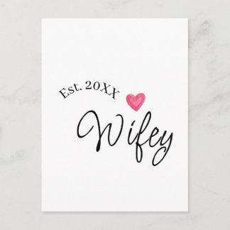 Wifey red heart est. Year future wife valentine's  Briefkaart