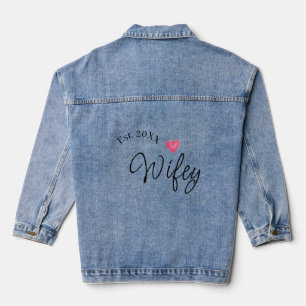 Wifey rood hart gesticht. Jaar toekomstige vrouw v Denim Jacket