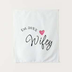 Wifey rood hart gesticht. Jaar toekomstige vrouw v Wandkleed