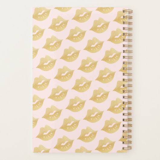 Wifey | Stijlvolle gouden Lips & Blush Pink Stripe Planner (Achterkant)
