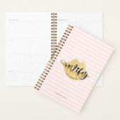 Wifey | Stijlvolle gouden Lips & Blush Pink Stripe Planner (Display)