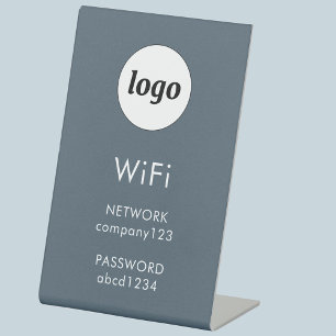WiFi Code Logo Zakelijk Internet Antracietgrijs Reclamebord Met Voetstuk